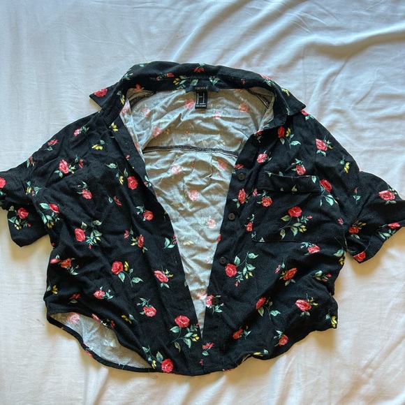 Forever 21 Floral Top Small Shirt - Picture 1 of 5
